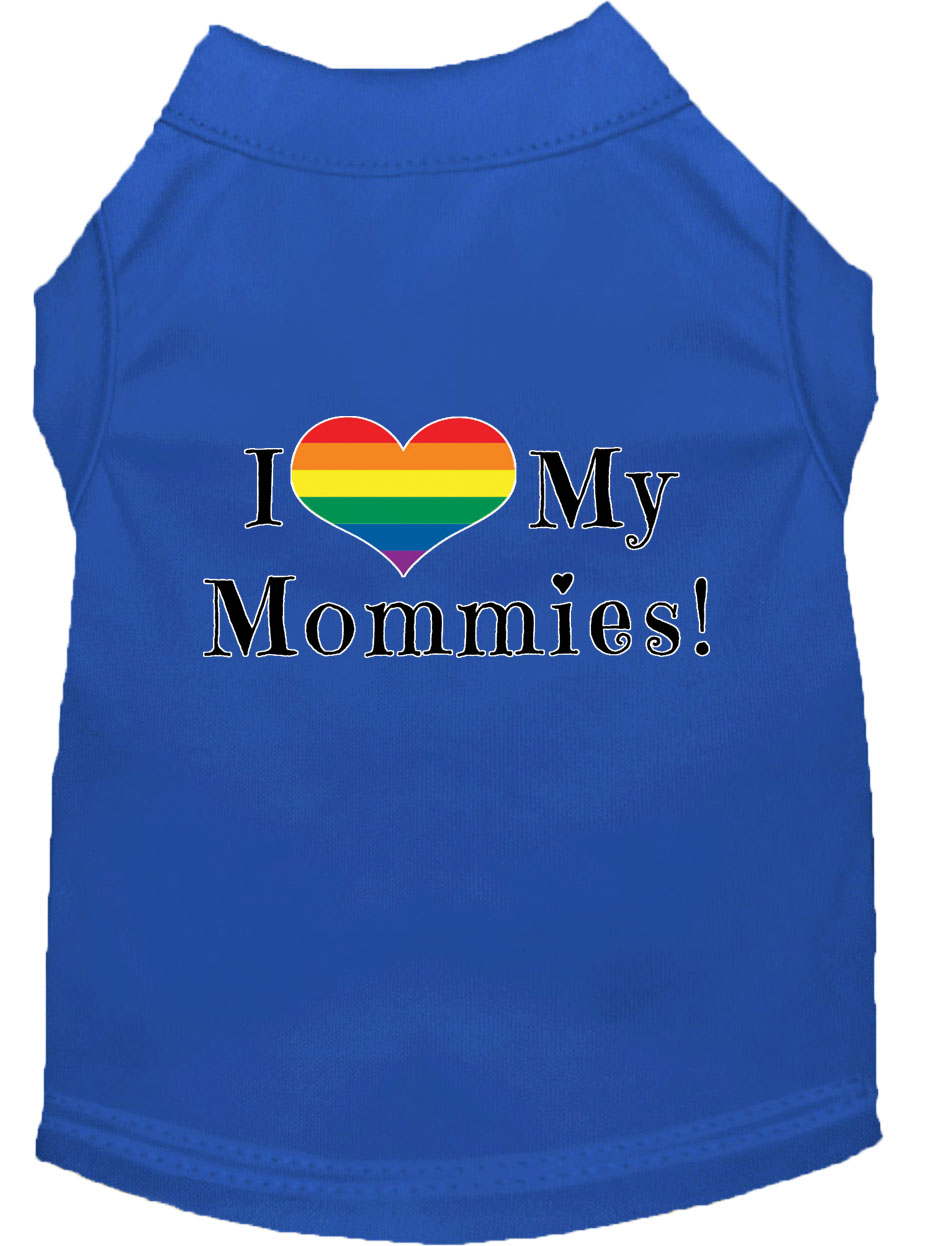 I Heart my Mommies Screen Print Dog Shirt Blue XXL
